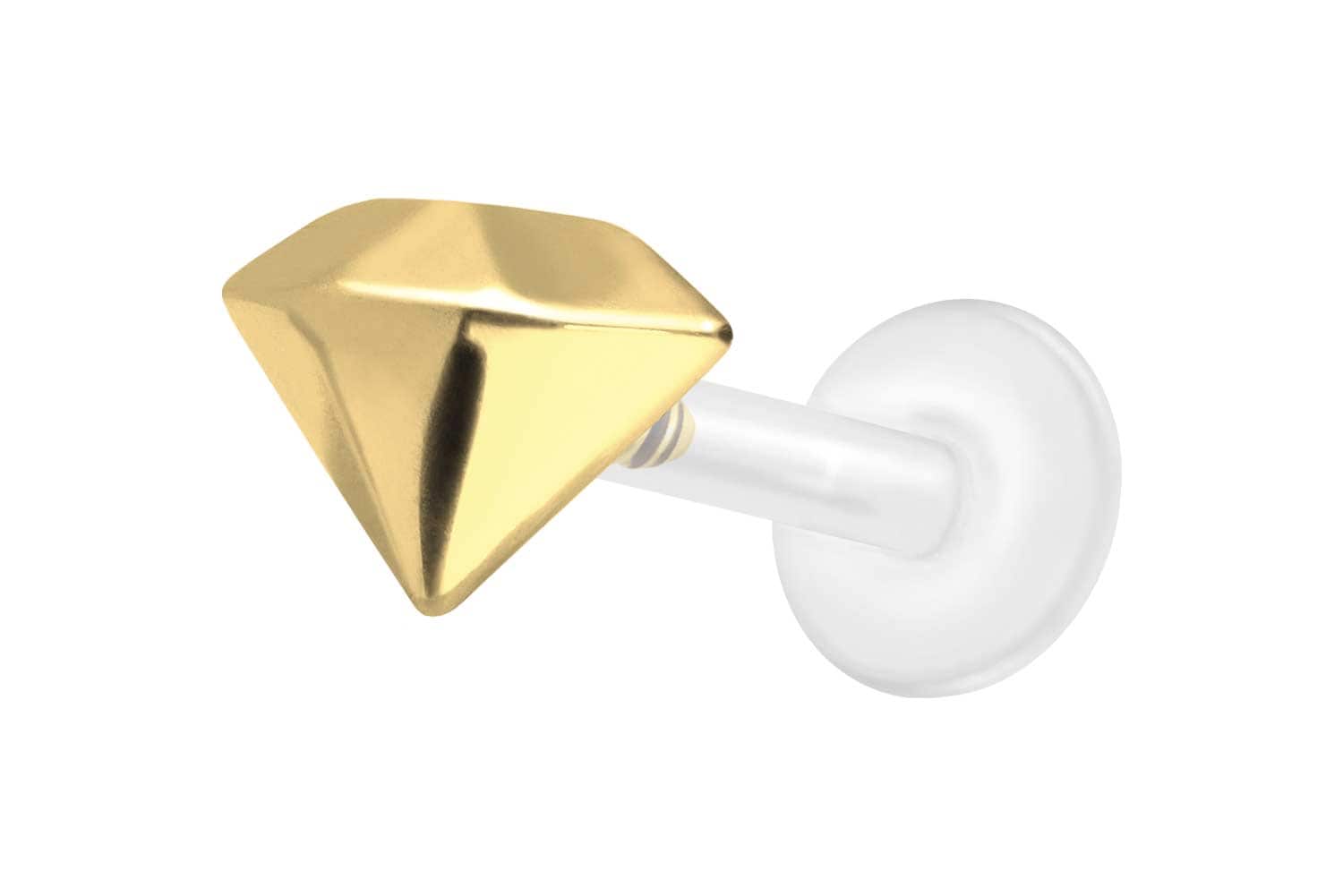 PTFE Labret Piercing mit Innengewinde + Titan-Aufsatz DIAMANT
